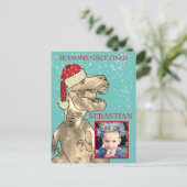 Kerstmis Dinosaur Persoonlijke Foto Feestdagenkaart (Staand voorkant)