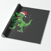 Kerstmis Dinosaur Santa T Rex Cadeaupapier (Uitgerold)