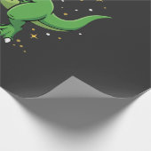 Kerstmis Dinosaur Santa T Rex Cadeaupapier (Hoek)