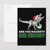 Kerstmis Dinosaur Santa T-Rex Feestdagenkaart (Voorkant / Achterkant)