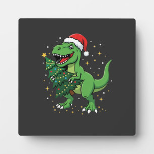 Kerstmis Dinosaur Santa T Rex Fotoplaat
