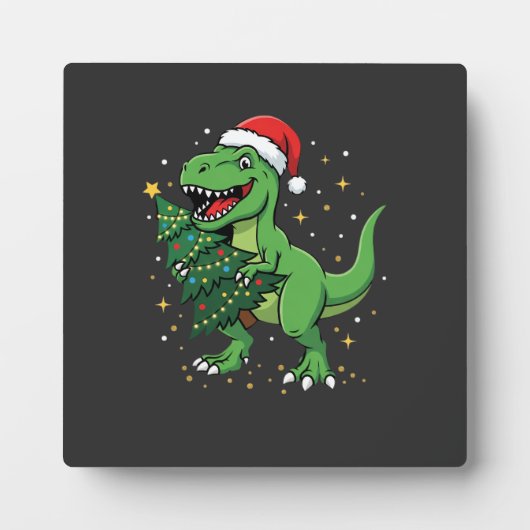 Kerstmis Dinosaur Santa T Rex Fotoplaat (Voorkant)