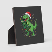 Kerstmis Dinosaur Santa T Rex Fotoplaat (Voorkant)