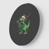 Kerstmis Dinosaur Santa T Rex Grote Klok (Hoek)