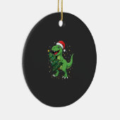 Kerstmis Dinosaur Santa T Rex Keramisch Ornament (Rechts)