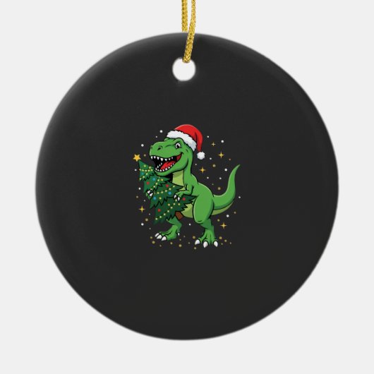 Kerstmis Dinosaur Santa T Rex Keramisch Ornament (Voorkant)