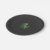 Kerstmis Dinosaur Santa T Rex Papieren Bordje (Gekanteld)