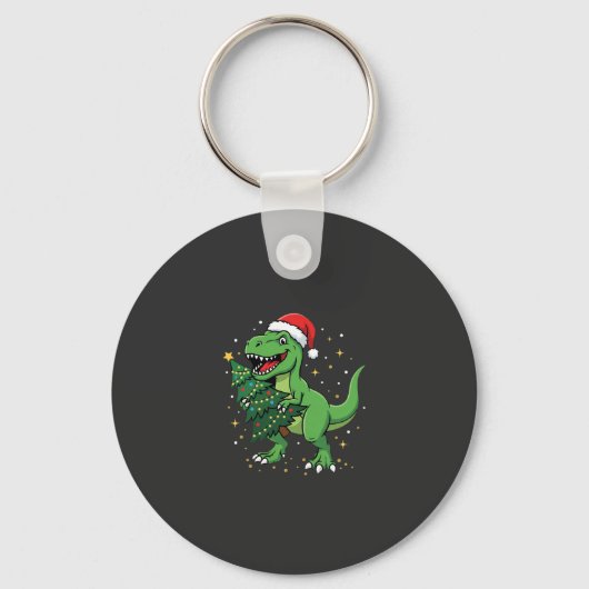 Kerstmis Dinosaur Santa T Rex Sleutelhanger (Voorkant)