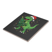 Kerstmis Dinosaur Santa T Rex Tegeltje (Zijkant)