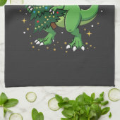 Kerstmis Dinosaur Santa T Rex Theedoek (Gevouwen)