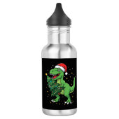 Kerstmis Dinosaur Santa T Rex Waterfles (Links)