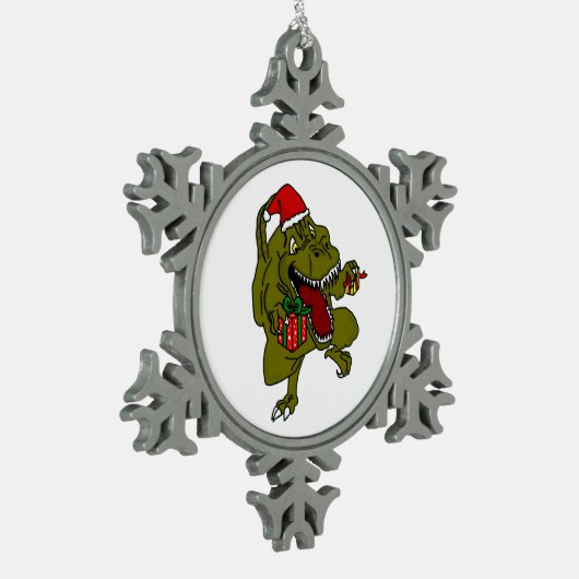 Kerstmis Dinosaur Snowflake Ornament (Links)