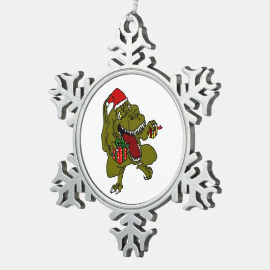 Kerstmis Dinosaur Snowflake Ornament (Rechts)
