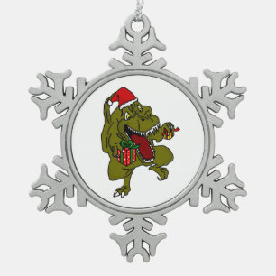 Kerstmis Dinosaur Snowflake Ornament