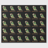 Kerstmis Dinosaur T Rex Dino Kerstboom Lichtjes Cadeaupapier (Vlak)