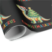 Kerstmis Dinosaur T Rex Dino Kerstboom Lichtjes Cadeaupapier (Rol Hoek)