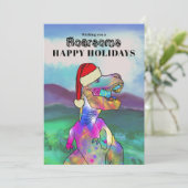 Kerstmis Dinosaur T-Rex Feestdagenkaart (Staand voorkant)