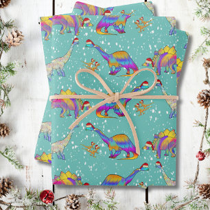 Kerstmis Dinosauriërs in de Sneeuw Inpakpapier Vel