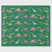 Kerstmis Dinosauriërs in Mutsen van Kabouter Sinte Cadeaupapier (Vlak)