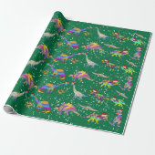 Kerstmis Dinosauriërs in Mutsen van Kabouter Sinte Cadeaupapier (Uitgerold)