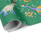 Kerstmis Dinosauriërs in Mutsen van Kabouter Sinte Cadeaupapier (Rol Hoek)