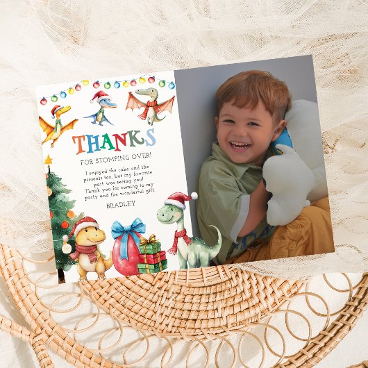 Kerstmis Dinosaurus Bedanktkaart voor Kinderen Kaart