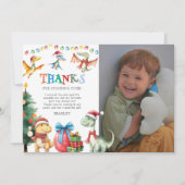 Kerstmis Dinosaurus Bedanktkaart voor Kinderen Kaart (Voorkant)