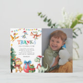 Kerstmis Dinosaurus Bedanktkaart voor Kinderen Kaart (Staand voorkant)