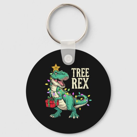 Kerstmis Dinosaurus Boom Rex Pyjama Heren Jongens  Sleutelhanger (Voorkant)