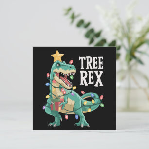 Kerstmis Dinosaurus Boom Rex Pyjama Kerstlichten  Feestdagenkaart