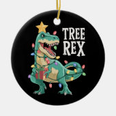 Kerstmis Dinosaurus Boom Rex Pyjama Kerstlichten Keramisch Ornament (Voorkant)