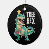 Kerstmis Dinosaurus Boom Rex Pyjama Kerstlichten Keramisch Ornament (Links)