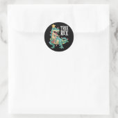 Kerstmis Dinosaurus Boom Rex Pyjama Kerstlichten Ronde Sticker (Tas)
