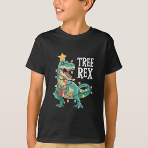Kerstmis Dinosaurus Boom Rex Pyjama Kerstlichten  T-shirt