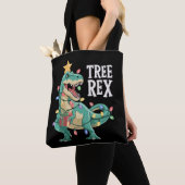 Kerstmis Dinosaurus Boom Rex Pyjama Kerstlichten Tote Bag (Dichtbij)