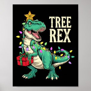 Kerstmis Dinosaurus Boom Rex Pyjama Mannen Jongens Poster