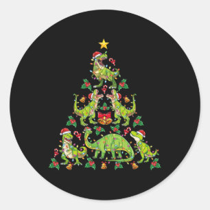Kerstmis Dinosaurus Boom Rex Shirt Jongens Kids T Ronde Sticker