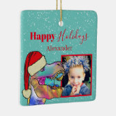 Kerstmis Dinosaurus Foto Keepsake Keramisch Ornament (Rechts)