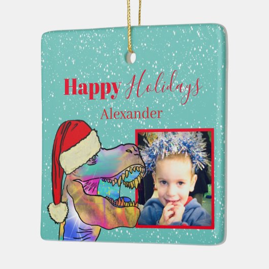 Kerstmis Dinosaurus Foto Keepsake Keramisch Ornament (Links)