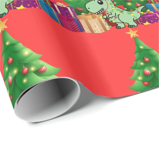 Kerstmis dinosaurus inpakpapier Aanpasbaar (Rol Hoek)