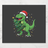 Kerstmis Dinosaurus Kerstman T Rex Sparkling Wijnetiket (Enkel label)
