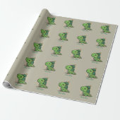 Kerstmis Dinosaurus Licht Feest Grappige Boom Rex Cadeaupapier (Uitgerold)