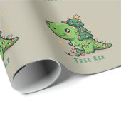 Kerstmis Dinosaurus Licht Feest Grappige Boom Rex Cadeaupapier (Rol Hoek)