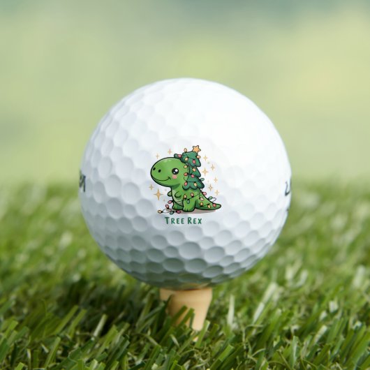 Kerstmis Dinosaurus Licht Feest Grappige Boom Rex  Golfballen (Insitu Shirt)