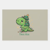 Kerstmis Dinosaurus Licht Feest Grappige Boom Rex Inpakpapier Vel (Voorkant)