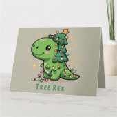 Kerstmis Dinosaurus Licht Feest Grappige Boom Rex Kaart (Voorkant)