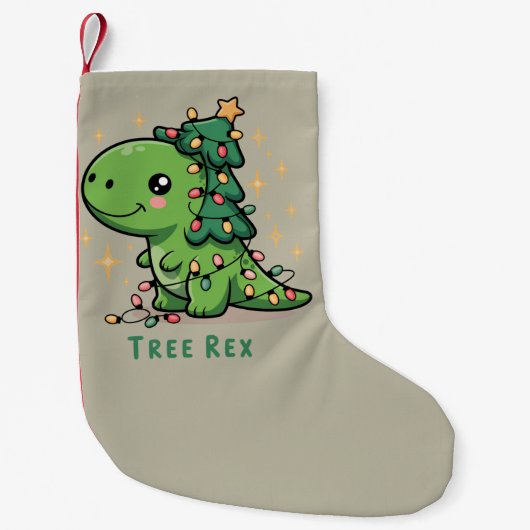Kerstmis Dinosaurus Licht Feest Grappige Boom Rex Kleine Kerstsok (Voorkant)