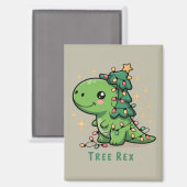 Kerstmis Dinosaurus Licht Feest Grappige Boom Rex Magneet (Voorkant / Achterkant)