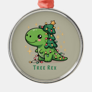 Kerstmis Dinosaurus Licht Feest Grappige Boom Rex  Metalen Ornament