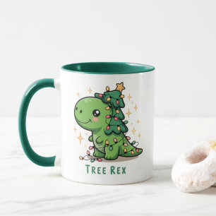 Kerstmis Dinosaurus Licht Feest Grappige Boom Rex  Mok